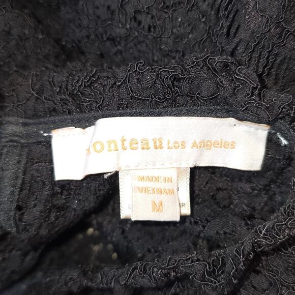 Monteau Womens Black Lace Mock Neck Swing Top Size M Dark Romantic Victorian - Picture 6 of 7